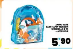 Eurospar ZAINO MARE BABY HAPPY FISH CON SECCHIELLO Ø 13 + ACCESSORI offerta