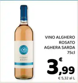 Conad VINO ALGHERO ROSATO AGHERA SARDA 75cl offerta
