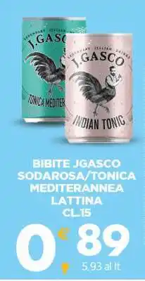Eurospar BIBITE JGASCO SODAROSA/TONICA MEDITERRANEA LATTINA offerta