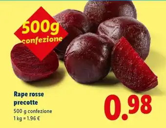 Lidl Rape rosse precotte offerta
