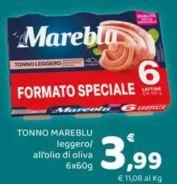 Conad TONNO MAREBLU leggero/ all’olio di oliva 6x60g offerta