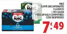 Deco Supermercati Caffè Decaffeinato Classico HAG offerta