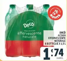 Deco Supermercati Decò acqua minerale effervescente naturale offerta