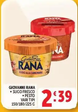 Deco Supermercati Giovanni Rana Sugo Fresco Pesto offerta
