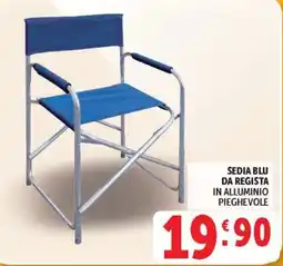Deco Supermercati SEDIA BLU DA REGISTA IN ALLUMINIO PIEGHEVOLE offerta