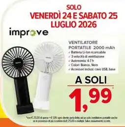 Todis Ventilatore portatile improve offerta