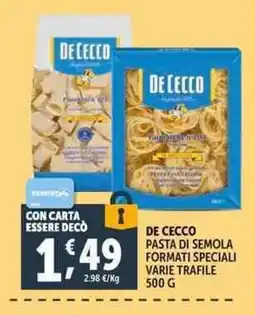 Deco Market DE CECCO PASTA DI SEMOLA FORMATI SPECIALI VARIE TRAFILE offerta