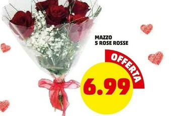 PENNY Mazzo 5 rose rosse offerta