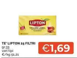 Mercatò TE' LIPTON 25 FILTRI offerta