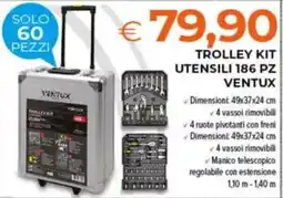 Todis Trolley Kit Utensili 186 Pz Ventux offerta
