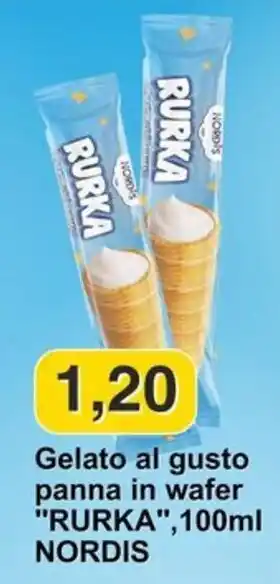 Gelato al gusto panna in wafer "RURKA"