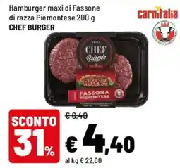 Iper La Grande Hamburger maxi di Fassone di razza Piemontese CHEF BURGER offerta