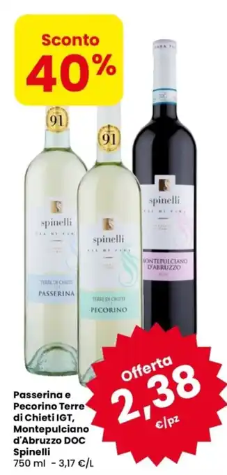 Despar Passerina e Pecorino Terre di Chieti IGT, Montepulciano d'Abruzzo DOC Spinelli offerta