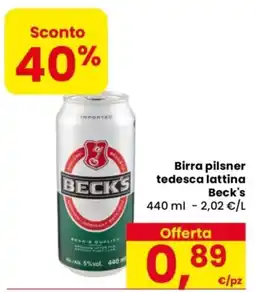 Despar Birra pilsner tedesca lattina Beck's offerta