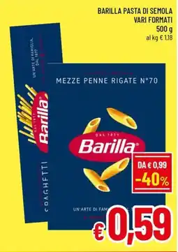 Famila Market Barilla Mezze Penne Rigate N°70 offerta
