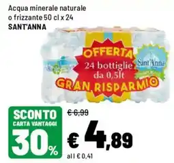 Iper La Grande Acqua minerale naturale o frizzante SANT'ANNA offerta