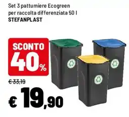 Iper La Grande Set 3 pattumiere Ecogreen STEFANPLAST offerta