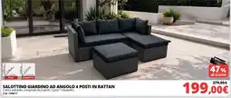 Brico Io Salottino giardino ad angolo 4 posti in rattan offerta