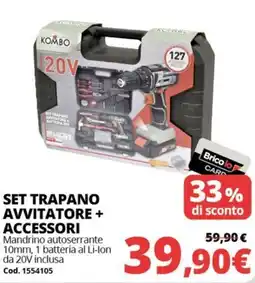 Brico Io KOMBO SET TRAPANO AVVITATORE + ACCESSORI offerta