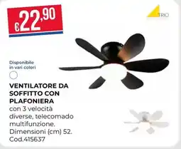 Pronto Hobby VENTILATORE DA SOFFITTO CON PLAFONIERA offerta