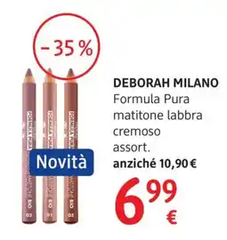 dm drogerie markt DEBORAH MILANO Formula Pura matitone labbra cremoso assort. offerta