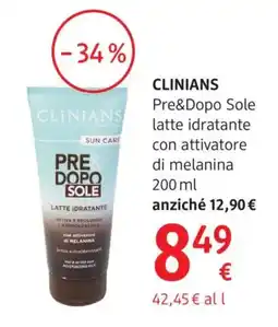 dm drogerie markt CLINIANs Pre&Dopo Sole latte idratante con attivatore di melanina offerta