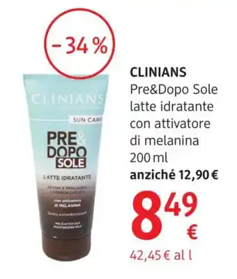 CLINIANs Pre&Dopo Sole latte idratante con attivatore di melanina