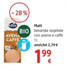 dm drogerie markt Matt bevanda vegetale con avena e caffè offerta