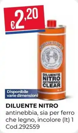 Pronto Hobby Diluente Nitro Antinebbia Clear offerta