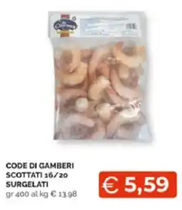 Mercatò Extra Code di gamberi scottati 16/20 surgelati offerta