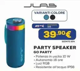 Euronics JLAB PARTY SPEAKER GO PARTY offerta