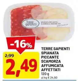 DPiù TERRE SAPIENTI SPIANATA PICCANTE SCAMORZA AFFUMICATA AFFETTATI offerta