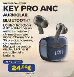 Euronics KEY PRO ANC AURICOLARI BLUETOOTH® offerta