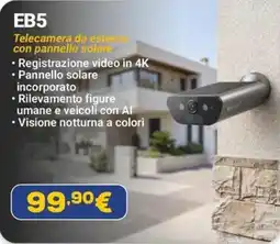 Euronics EB5 Telecamera da esterno con pannello solare offerta