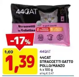 DPiù 44CAT STRACCETTI GATTO POLLO/MANZO offerta