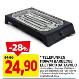DPiù TELEFUNKEN M06473 BARBECUE ELETTRICO DA TAVOLO offerta
