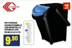 Risparmio Casa PATTUMIERA SOVRAPponibile CON SPORTELLO APRIBILE CON MANICO 40 LITRI offerta