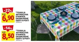 DPiù TOVAGLIA ANTIMACCHIA STAMPATA QAUDRI/RIGHE HAPPY offerta