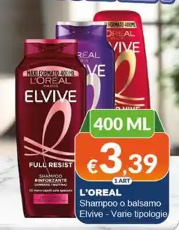 Mister Risparmio L'OREAL Shampoo o balsamo Elvive offerta