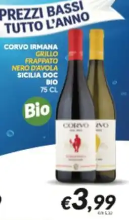 Supermercati Visotto Corvo Irimana Grillo Frappato Nero d'Avola Sicilia DOC Bio offerta