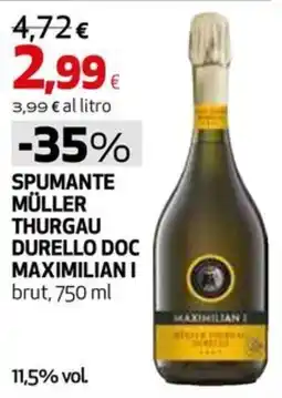 Extracoop Spumante Müller Thurgau Durello DOC Maximilian I offerta