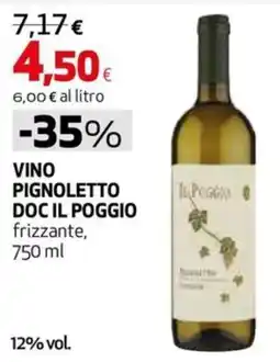 Extracoop Vino Pignoletto DOC Il Poggio offerta