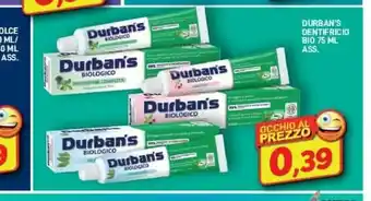Maury's Durban's dentifricio bio ` offerta