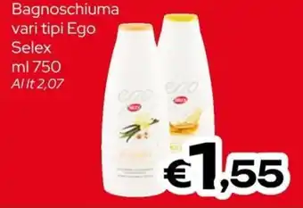 MAX Supermercati Bagnoschiuma vari tipi Ego Selex offerta