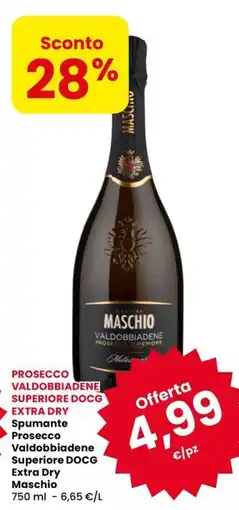 Eurospar Prosecco Valdobbiadene Superiore DOCG Extra Dry Maschio offerta