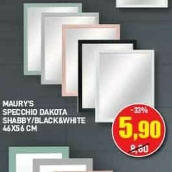 Maury's Maury's specchio dakota shabby/ black&white offerta
