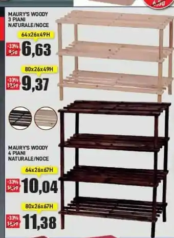 Maury's Maury's woody 3 piani naturale/ noce offerta