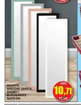 Maury's Maury's specchio dakota shabby / black & white offerta