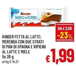 A&O Kinder fetta al latte offerta