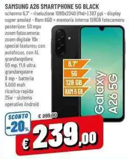 A&O SAMSUNG A26 SMARTPHONE 5G BLACK offerta